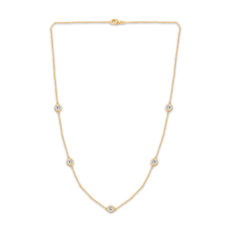 Main Image 2 of Bezel-Set Diamond Station Necklace 1/3 ct tw 14K Yellow Gold 18"