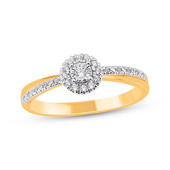Diamond Halo Fashion Ring 1/10 ct tw 14K Yellow Gold