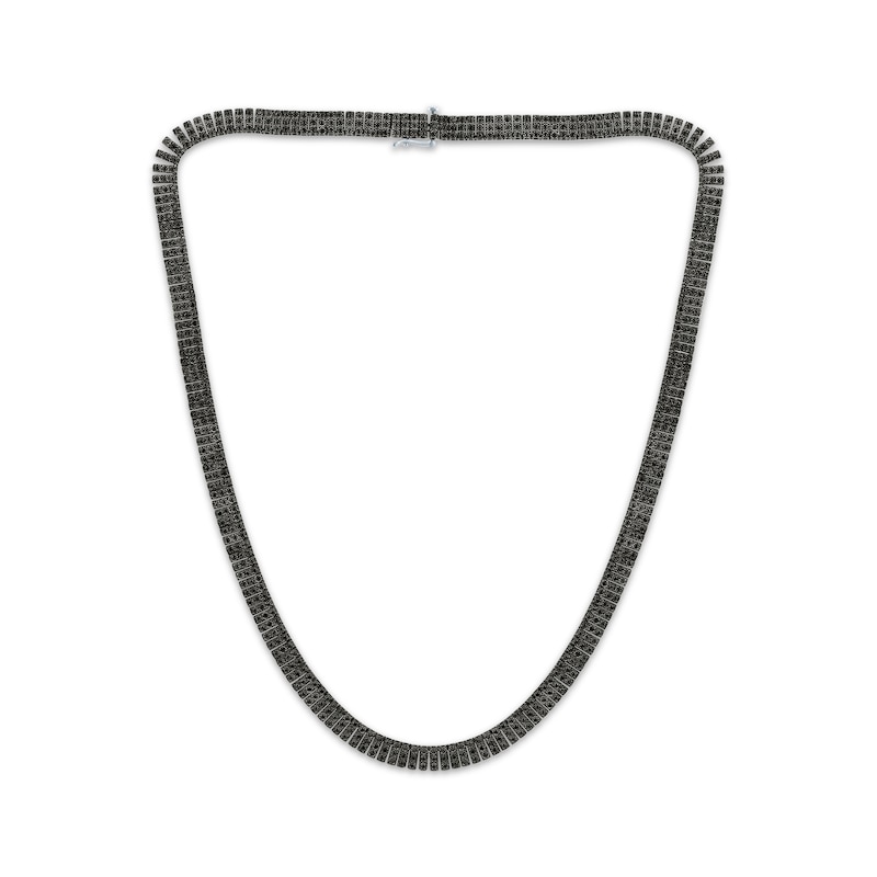 Main Image 1 of Men's Black Diamond Three-Row Tennis Necklace 5 ct tw Black Rhodium-Plated Sterling Silver 20"