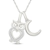 Thumbnail Image 1 of Diamond Owl & Crescent Moon Charms Necklace 1/15 ct tw Sterling Silver 18"