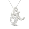 Thumbnail Image 2 of Diamond Owl & Crescent Moon Charms Necklace 1/15 ct tw Sterling Silver 18"