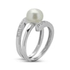 Thumbnail Image 2 of Button Cultured Pearl & White Topaz Wrap Ring Sterling Silver
