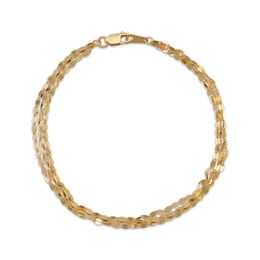 Multi-Strand Mirror Chain Bracelet Solid 14K Yellow Gold 7.25"
