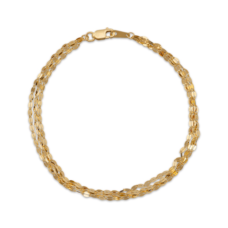 Main Image 1 of Multi-Strand Mirror Chain Bracelet Solid 14K Yellow Gold 7.25"