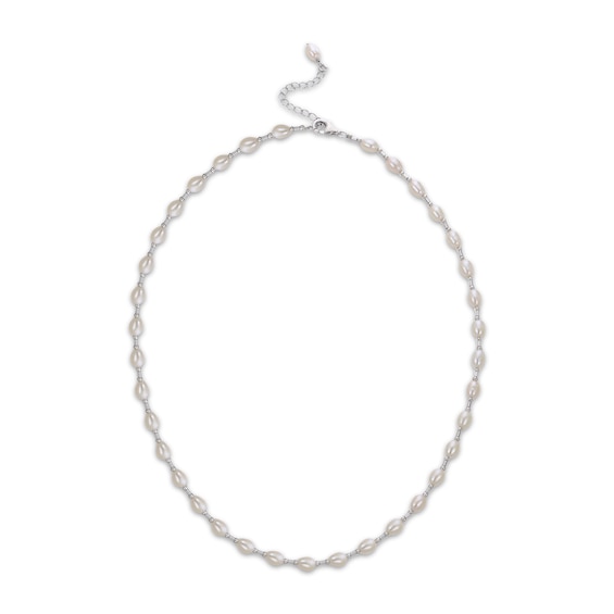 Cultured Pearl Necklace Sterling Silver 18"