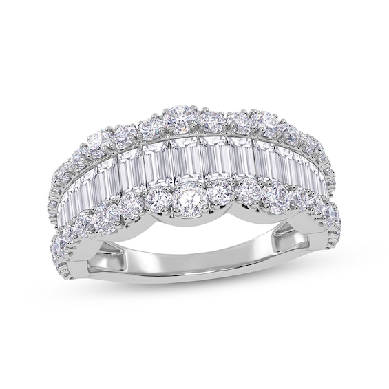 KAY Lab-Grown Diamonds Baguette & Round-Cut Scalloped Ring 1-1/2 ct tw 14K White Gold