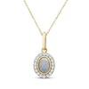 Thumbnail Image 1 of Oval-Cut Opal & Diamond Necklace 1/6 ct tw 10K Yellow Gold 18"