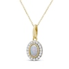 Thumbnail Image 2 of Oval-Cut Opal & Diamond Necklace 1/6 ct tw 10K Yellow Gold 18"