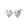 Thumbnail Image 1 of Heart-Shaped Lab-Created Opal and White Lab-Created Sapphire Stud Earrings Sterling Silver