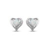 Thumbnail Image 2 of Heart-Shaped Lab-Created Opal and White Lab-Created Sapphire Stud Earrings Sterling Silver