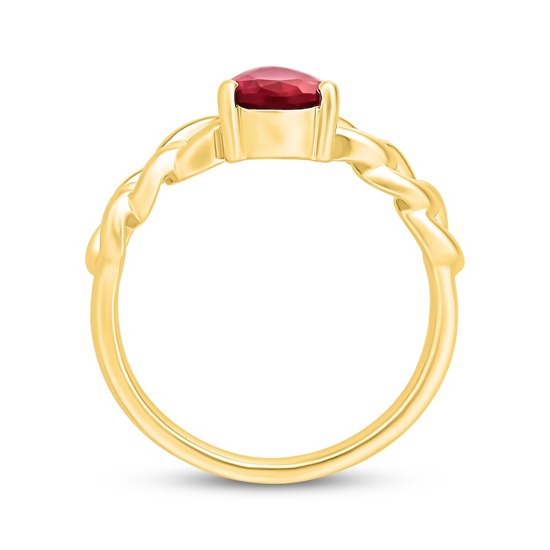 Main Image 3 of Pear-Shaped Lab-Created Ruby Solitaire Ring 24K Yellow Gold Vermeil Sterling Silver