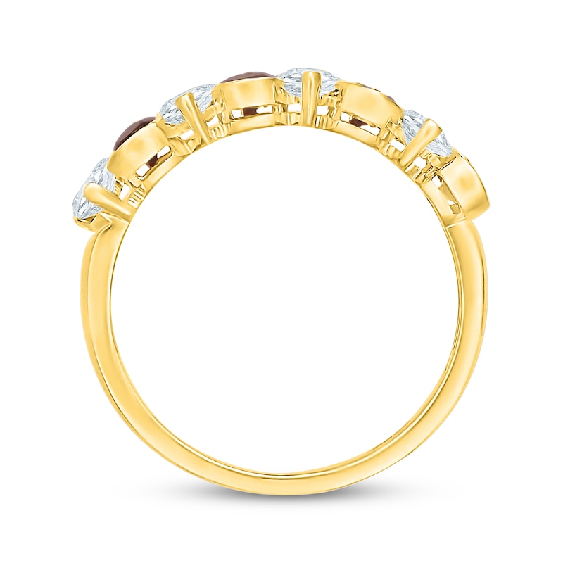 Main Image 3 of Pear-Shaped Garnet & White Lab-Created Sapphire Ring 24K Yellow Gold Vermeil Sterling Silver