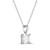 Thumbnail Image 2 of Square-Cut White Lab-Created Sapphire Solitaire Necklace Sterling Silver 18"