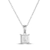 Thumbnail Image 3 of Square-Cut White Lab-Created Sapphire Solitaire Necklace Sterling Silver 18"
