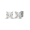Thumbnail Image 1 of Square-Cut White Lab-Created Sapphire Solitaire Stud Earrings Sterling Silver