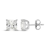 Thumbnail Image 3 of Square-Cut White Lab-Created Sapphire Solitaire Stud Earrings Sterling Silver