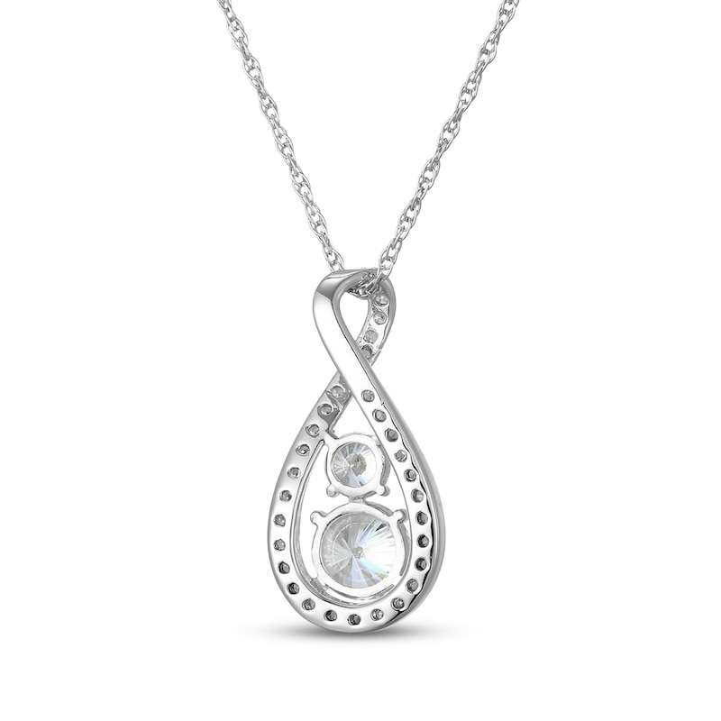 Main Image 3 of White Lab-Created Sapphire Infinity Necklace Sterling Silver 18"