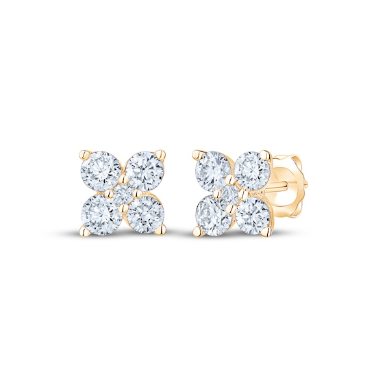 KAY Lab-Grown Diamonds Multi-Stone Stud Earrings 3/4 ct tw 10K Yellow Gold
