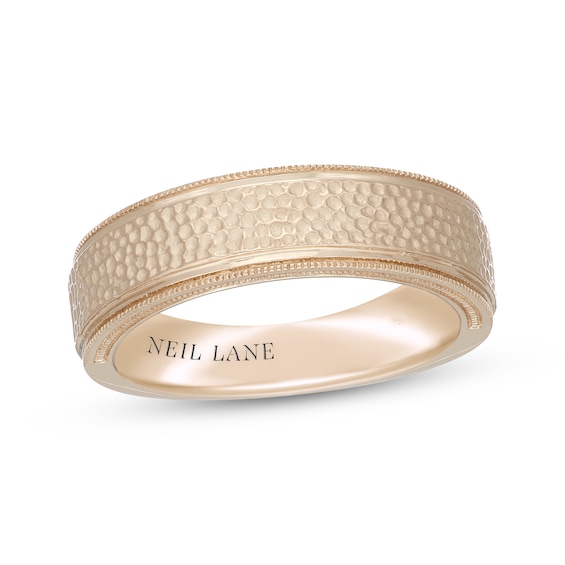 Neil Lane Men's Hammered Milgrain Wedding Band 14K Yellow Gold