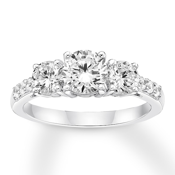 Lab-Created White Sapphire Three-Stone Ring Sterling Silver