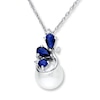 Cultured Pearl Necklace Sapphires/Diamonds 10K White Gold