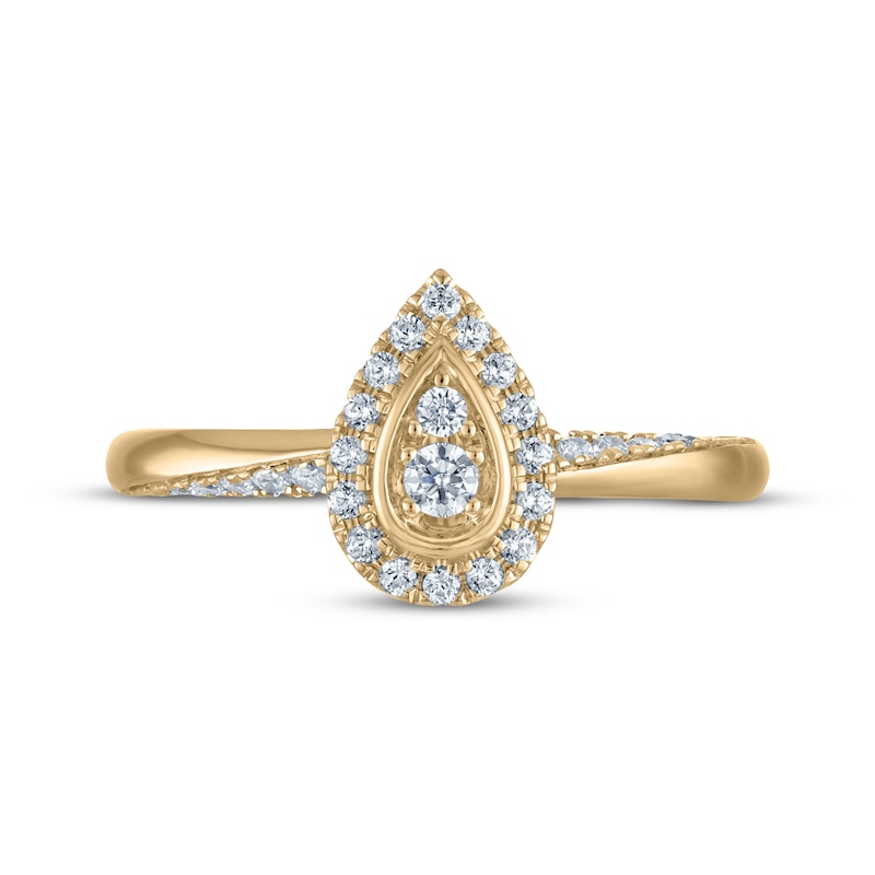 Main Image 3 of Adore Multi-Diamond Pear-Shaped Halo Engagement Ring 1/4 ct tw 10K Yellow Gold