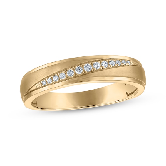 Adore Men's Diamond Diagonal Wedding Band 1/10 ct tw 10K Yellow Gold