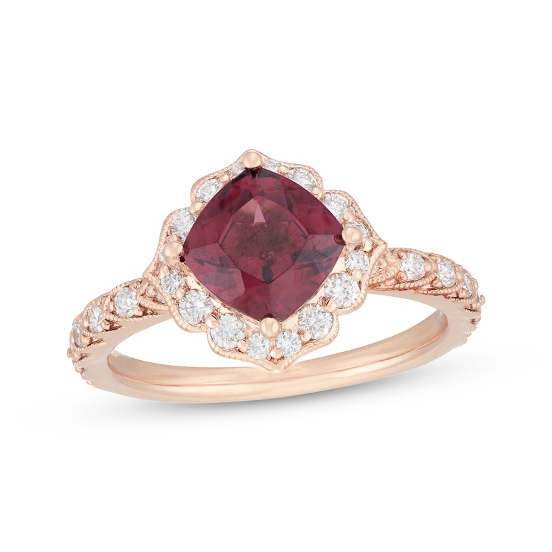 Neil Lane Cushion-cut Garnet Engagement Ring 1/2 ct tw Diamonds 14K Rose Gold