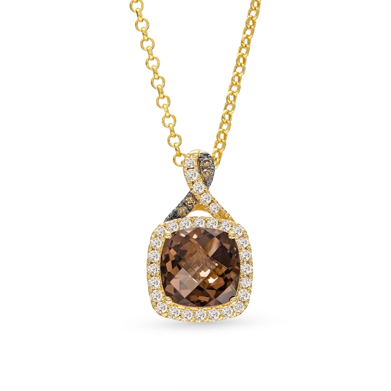 Le Vian Chocolate Twist Quartz Necklace 1/5 ct tw Diamonds 14K Honey Gold  19