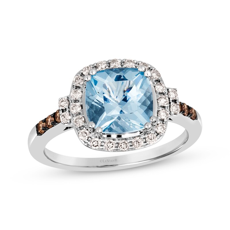 Main Image 1 of Le Vian Aquamarine Ring 1/3 ct tw Diamonds 14K Vanilla Gold