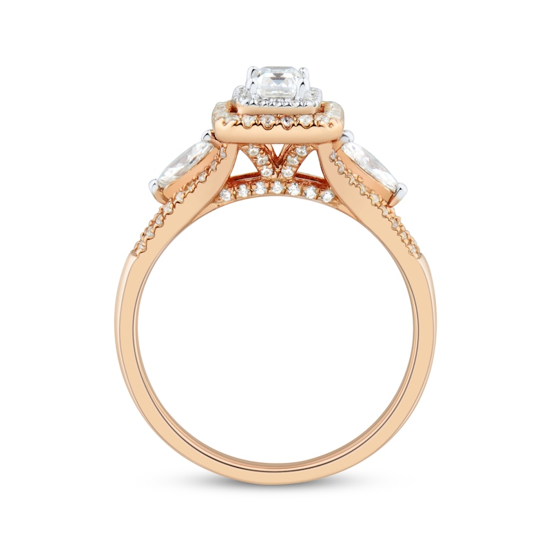 Main Image 2 of Adore Emerald-Cut Diamond Double Frame Engagement Ring 1 ct tw 14K Two-Tone Gold