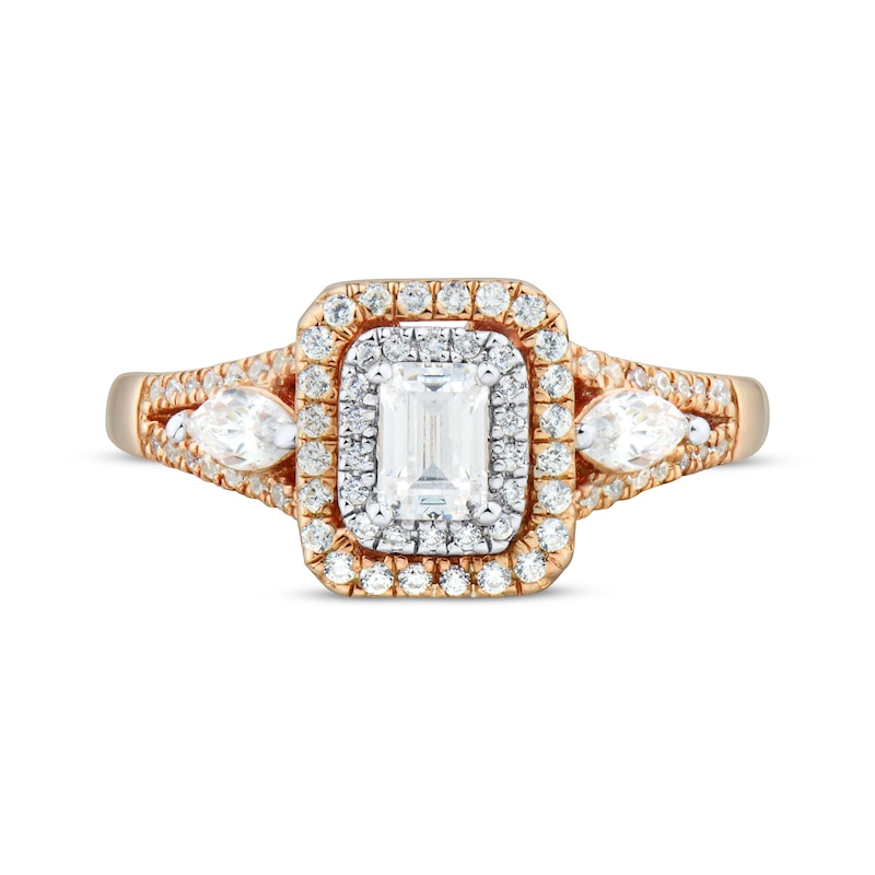 Main Image 3 of Adore Emerald-Cut Diamond Double Frame Engagement Ring 1 ct tw 14K Two-Tone Gold