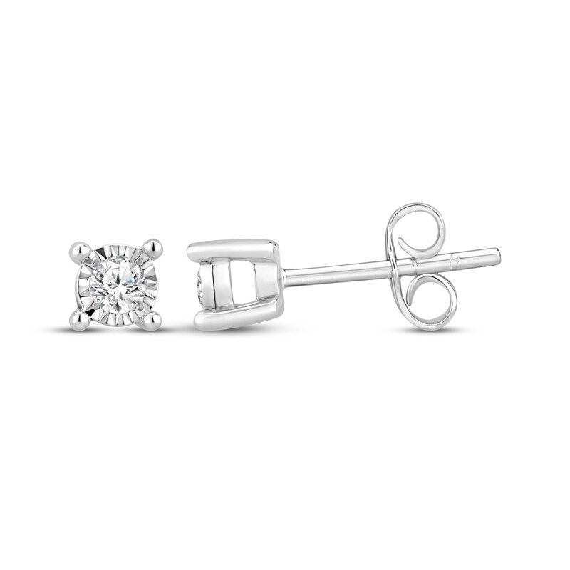 Main Image 1 of Diamond Solitaire Stud Earrings 1/6 ct tw Sterling Silver (J/I3)