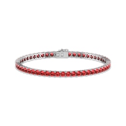 Men's Lab-Created Ruby Tennis Bracelet Sterling Silver 8.5&quot;
