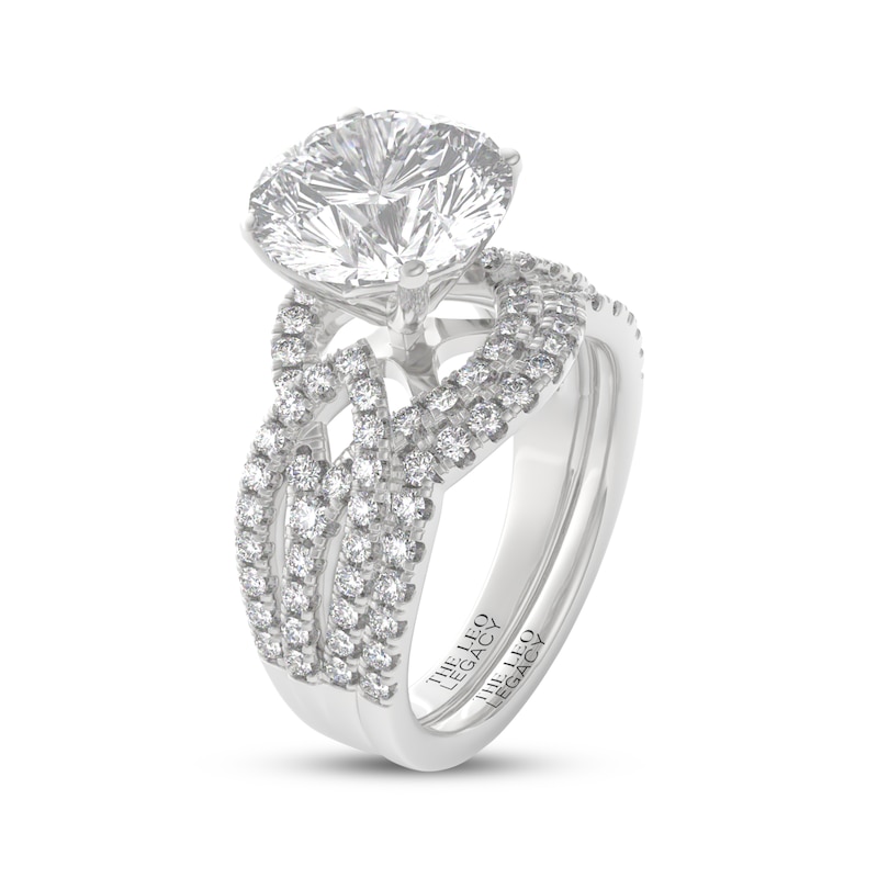 Main Image 2 of THE LEO Legacy Lab-Grown Diamond Round-Cut Twist Shank Bridal Set 3-7/8 ct tw 14K White Gold