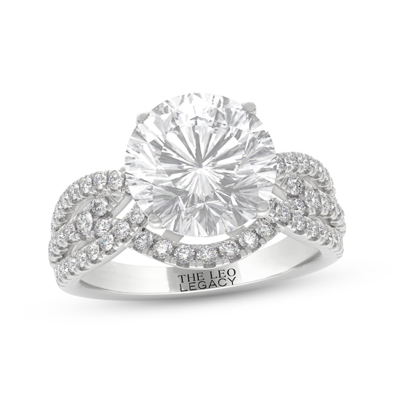 THE LEO Legacy Lab-Grown Diamond Round-Cut Twist Shank Engagement Ring 3-3/4 ct tw 14K White Gold