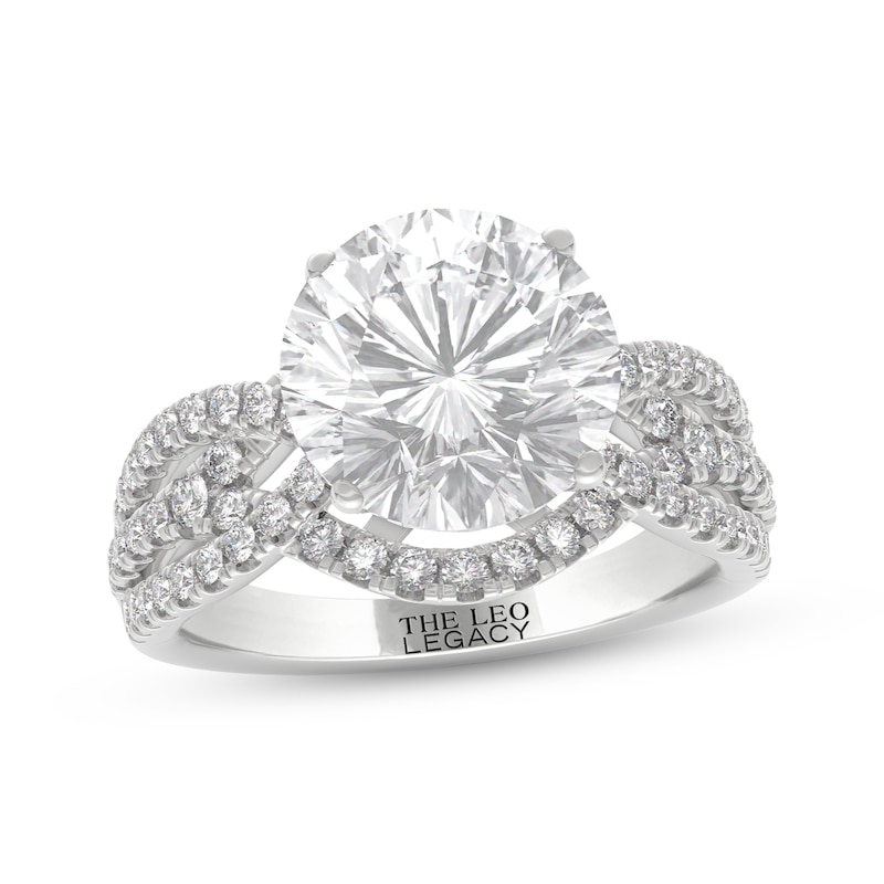 Main Image 4 of THE LEO Legacy Lab-Grown Diamond Round-Cut Twist Shank Engagement Ring 3-3/4 ct tw 14K White Gold