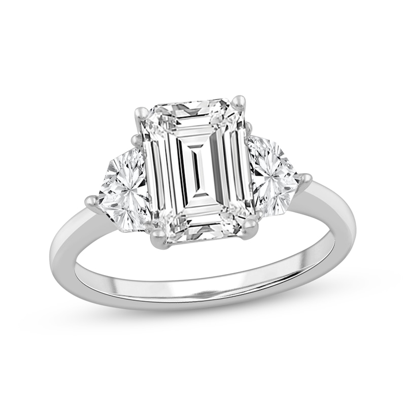 Main Image 1 of Memories Moments Magic Lab-Grown Diamonds Emerald-Cut Three-Stone Engagement Ring 3-7/8 ct tw 14K White Gold