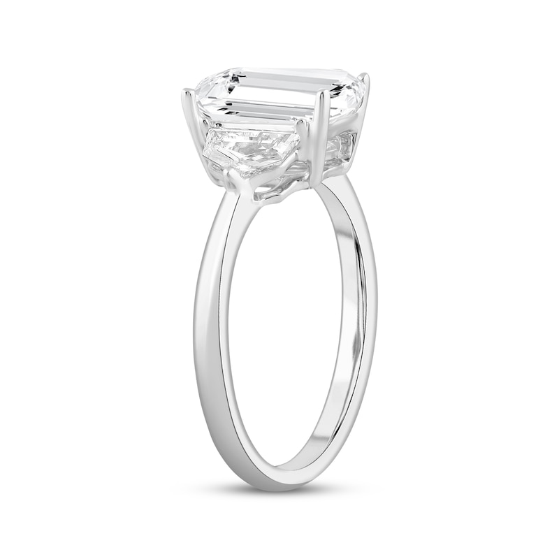 Main Image 2 of Memories Moments Magic Lab-Grown Diamonds Emerald-Cut Three-Stone Engagement Ring 3-7/8 ct tw 14K White Gold