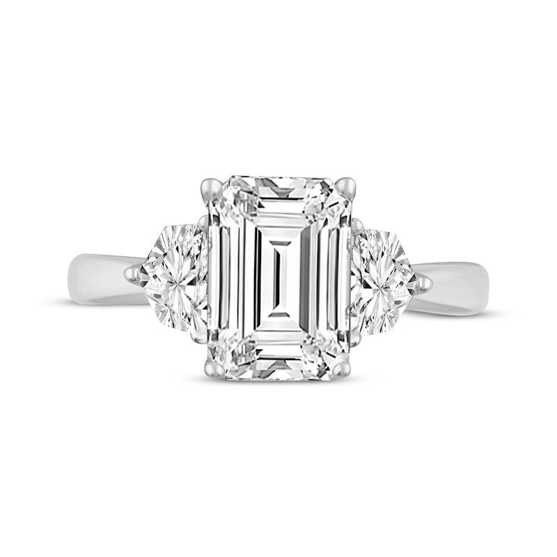 Main Image 3 of Memories Moments Magic Lab-Grown Diamonds Emerald-Cut Three-Stone Engagement Ring 3-7/8 ct tw 14K White Gold