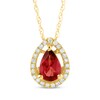 Thumbnail Image 1 of Pear-Shaped Garnet & Diamond Necklace 1/15 ct tw 14K Yellow Gold 18&quot;