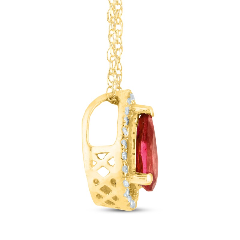 Main Image 2 of Pear-Shaped Garnet & Diamond Necklace 1/15 ct tw 14K Yellow Gold 18&quot;
