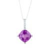 Thumbnail Image 1 of Cushion-Cut Amethyst & Diamond Accent Necklace 10K White Gold 18"