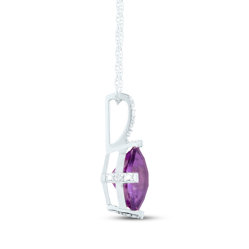 Main Image 2 of Cushion-Cut Amethyst & Diamond Accent Necklace 10K White Gold 18"
