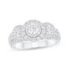Thumbnail Image 1 of Adore Round-Cut Diamond Three-Stone Halo Engagement Ring 1 ct tw 14K White Gold