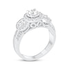 Thumbnail Image 1 of Round-Cut Diamond Three-Stone Halo Engagement Ring 1 ct tw 14K White Gold