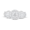 Thumbnail Image 3 of Adore Round-Cut Diamond Three-Stone Halo Engagement Ring 1 ct tw 14K White Gold