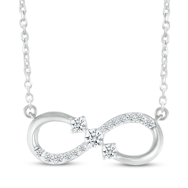 Main Image 1 of Diamond Infinity Necklace 1/4 ct tw 10K White Gold 18"