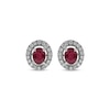 Thumbnail Image 2 of Oval-Cut Natural Ruby & Diamond Halo Stud Earrings 1/6 ct tw 10K White Gold