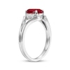 Thumbnail Image 2 of Oval-Cut Lab-Created Ruby & White Lab-Created Sapphire Ring Sterling Silver
